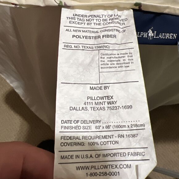 Ralph Lauren PEBBLE PATH Twin Comforter Little Pink & Blue Flowers Designer - Picture 10 of 13